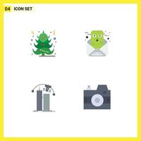 Pictogram Set of 4 Simple Flat Icons of christmas technology chat email corporation Editable Vector Design Elements