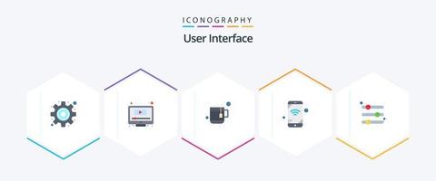 usuario interfaz 25 plano icono paquete incluso control deslizante opciones taza. igualada. Wifi vector