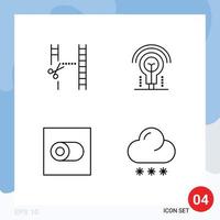 Stock Vector Icon Pack of 4 Line Signs and Symbols for cinema switch editing light cloud Editable Vector Design Elements