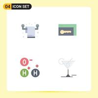 User Interface Pack of 4 Basic Flat Icons of housekeeping science towel key glass Editable Vector Design Elements