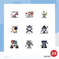 9 Universal Filledline Flat Color Signs Symbols of wifi signal human market connect growth Editable Vector Design Elements