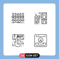 Pictogram Set of 4 Simple Filledline Flat Colors of arrow sale forward brick click Editable Vector Design Elements