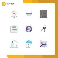 Set of 9 Modern UI Icons Symbols Signs for internet office control invoice document Editable Vector Design Elements