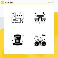 Set of 4 Commercial Solid Glyphs pack for chat detective arrow outdoor canada Editable Vector Design Elements