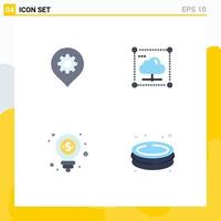 4 Creative Icons Modern Signs and Symbols of gear bulb map data money Editable Vector Design Elements