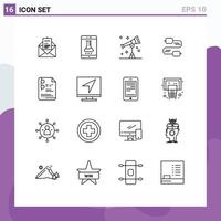 Group of 16 Outlines Signs and Symbols for capacitors wire smart lab cable space Editable Vector Design Elements