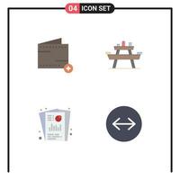 Set of 4 Vector Flat Icons on Grid for add analysis wallet park seo Editable Vector Design Elements