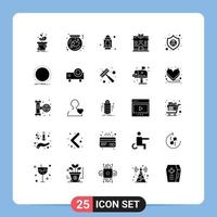 Group of 25 Solid Glyphs Signs and Symbols for life pray love moon masjid Editable Vector Design Elements