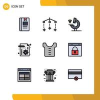 Set of 9 Modern UI Icons Symbols Signs for shirt baby education setting management Editable Vector Design Elements