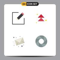 4 Universal Flat Icons Set for Web and Mobile Applications compose message arrow up camera Editable Vector Design Elements