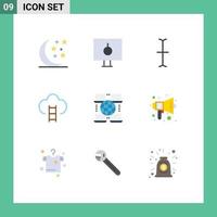 Group of 9 Modern Flat Colors Set for business internet cursor prize game Editable Vector Design Elements