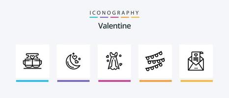 Valentine Line 5 Icon Pack Including love. wedding card. cone. love letter. love. Creative Icons Design vector