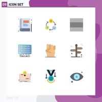 Set of 9 Commercial Flat Colors pack for power hand grid freedom computing Editable Vector Design Elements