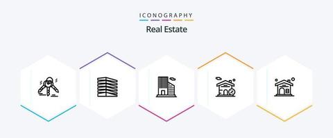 Real Estate 25 Line icon pack including real estate. building . real . office vector