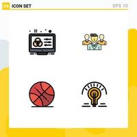 4 Creative Icons Modern Signs and Symbols of creative backetball control security sports Editable Vector Design Elements