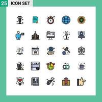 Mobile Interface Filled line Flat Color Set of 25 Pictograms of science globe legal document watch stop watch Editable Vector Design Elements