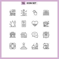 Set of 16 Modern UI Icons Symbols Signs for drink plant expand nature touch Editable Vector Design Elements