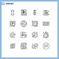 16 Universal Outline Signs Symbols of ask report security metrics tool Editable Vector Design Elements