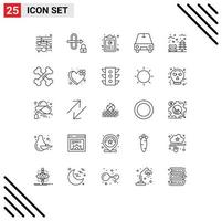 25 Thematic Vector Lines and Editable Symbols of park autumn copy transport car Editable Vector Design Elements