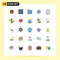 Pack of 25 creative Flat Colors of research globe web global connection Editable Vector Design Elements