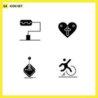 Solid Glyph Pack of 4 Universal Symbols of paint roller stick easter game change Editable Vector Design Elements