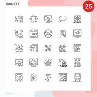 Line Pack of 25 Universal Symbols of app data mobile mail chating Editable Vector Design Elements
