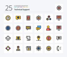 Technical Support 25 Line Filled icon pack including configuration. service. service. employee. support vector