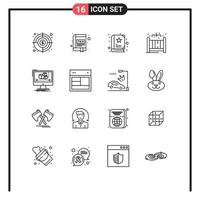 Pictogram Set of 16 Simple Outlines of editor animation tax baby crib home Editable Vector Design Elements