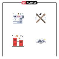 Group of 4 Flat Icons Signs and Symbols for handcraft celebration sewing instrument firework Editable Vector Design Elements