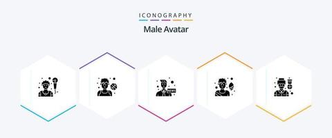 Male Avatar 25 Glyph icon pack including soldier. driver. anchor. game. rugby player vector