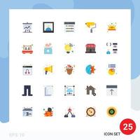 User Interface Pack of 25 Basic Flat Colors of winner empire settings crown paint Editable Vector Design Elements