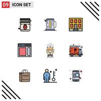 9 Creative Icons Modern Signs and Symbols of crown sidebar building right communication Editable Vector Design Elements