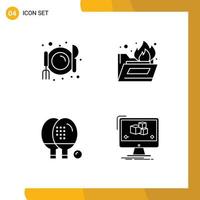 Set of Commercial Solid Glyphs pack for cafe game folder activities animation Editable Vector Design Elements