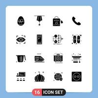 Pictogram Set of 16 Simple Solid Glyphs of scan call plain telephone wedding Editable Vector Design Elements