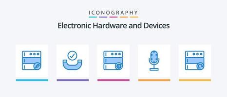 Devices Blue 5 Icon Pack Including . server. server. reload. microphone. Creative Icons Design vector