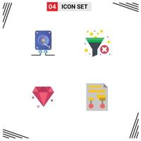 4 Thematic Vector Flat Icons and Editable Symbols of music jewelery play sort paper Editable Vector Design Elements