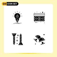 Modern Set of 4 Solid Glyphs and symbols such as idea construction printing dollar self fastening Editable Vector Design Elements