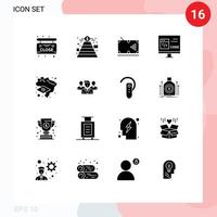 Universal Icon Symbols Group of 16 Modern Solid Glyphs of brazil develop pool coding app Editable Vector Design Elements