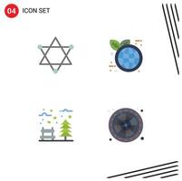 Mobile Interface Flat Icon Set of 4 Pictograms of figure tree earth day autumn lucky Editable Vector Design Elements