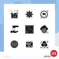 9 Solid Glyph concept for Websites Mobile and Apps cloud signal education connection wash Editable Vector Design Elements