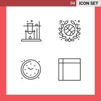 Stock Vector Icon Pack of 4 Line Signs and Symbols for like watch team home handkerchief Editable Vector Design Elements