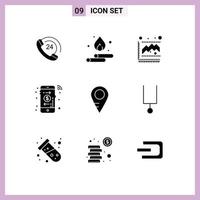 Set of 9 Modern UI Icons Symbols Signs for school map diagram payment arrow Editable Vector Design Elements