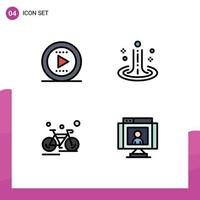 Universal Icon Symbols Group of 4 Modern Filledline Flat Colors of tone cycling effect water race Editable Vector Design Elements