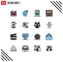 Universal Icon Symbols Group of 16 Modern Flat Color Filled Lines of home automation drawer beverages cabinet drink Editable Creative Vector Design Elements