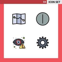 Universal Icon Symbols Group of 4 Modern Filledline Flat Colors of map internet switch cyber gear Editable Vector Design Elements