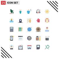 25 User Interface Flat Color Pack of modern Signs and Symbols of beach headphone avatar hobby timer Editable Vector Design Elements