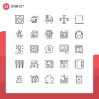 25 Universal Line Signs Symbols of bridge tool shopping setting cross Editable Vector Design Elements