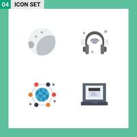 Pack of 4 Modern Flat Icons Signs and Symbols for Web Print Media such as backside internet helpdesk communication browser Editable Vector Design Elements