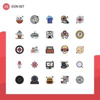 Filled line Flat Color Pack of 25 Universal Symbols of target search file science examine Editable Vector Design Elements