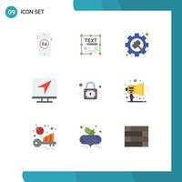 9 User Interface Flat Color Pack of modern Signs and Symbols of closed message gear email communication Editable Vector Design Elements